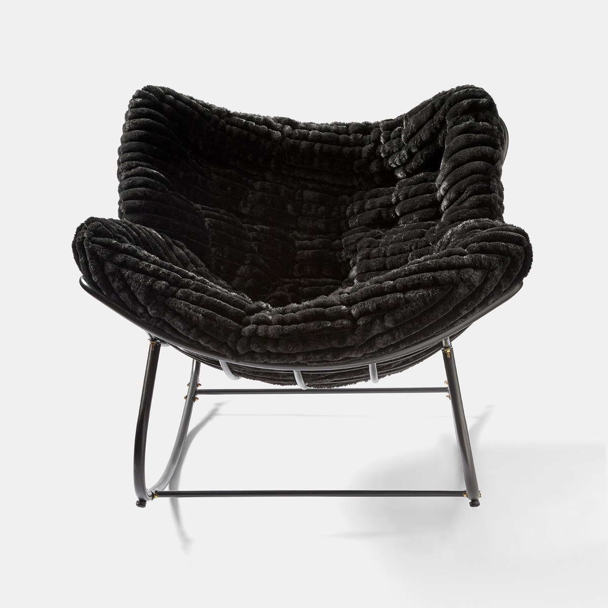 OHS Ribbed Faux Fur Rocking Chair - Black>