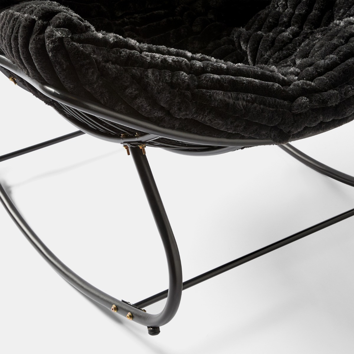 OHS Ribbed Faux Fur Rocking Chair - Black>