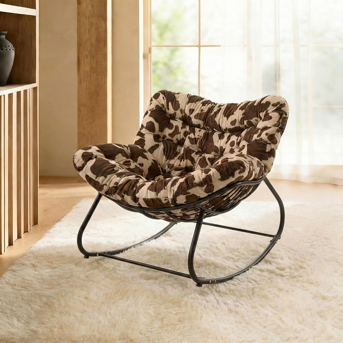 OHS Cow Print Rocking Chair - Natural>