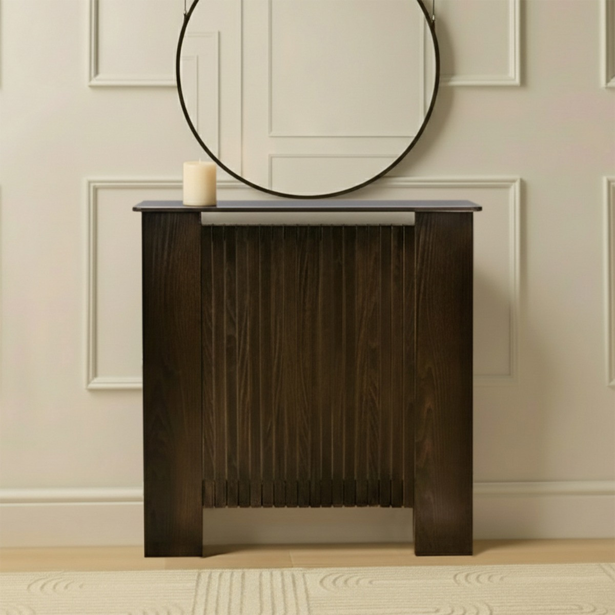 OHS Small Ribbed Radiator Cover - Dark Wood>