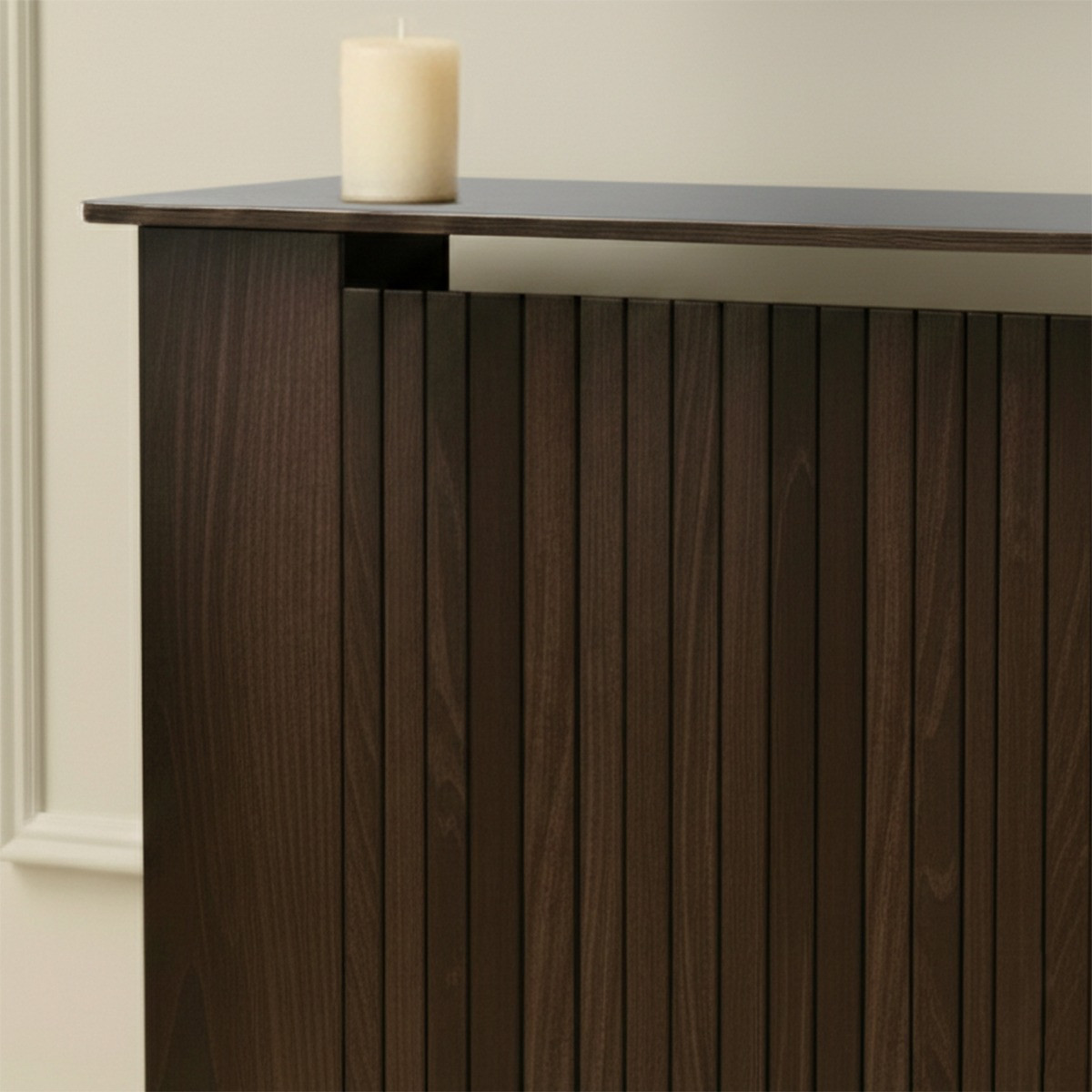 OHS Small Ribbed Radiator Cover - Dark Wood>