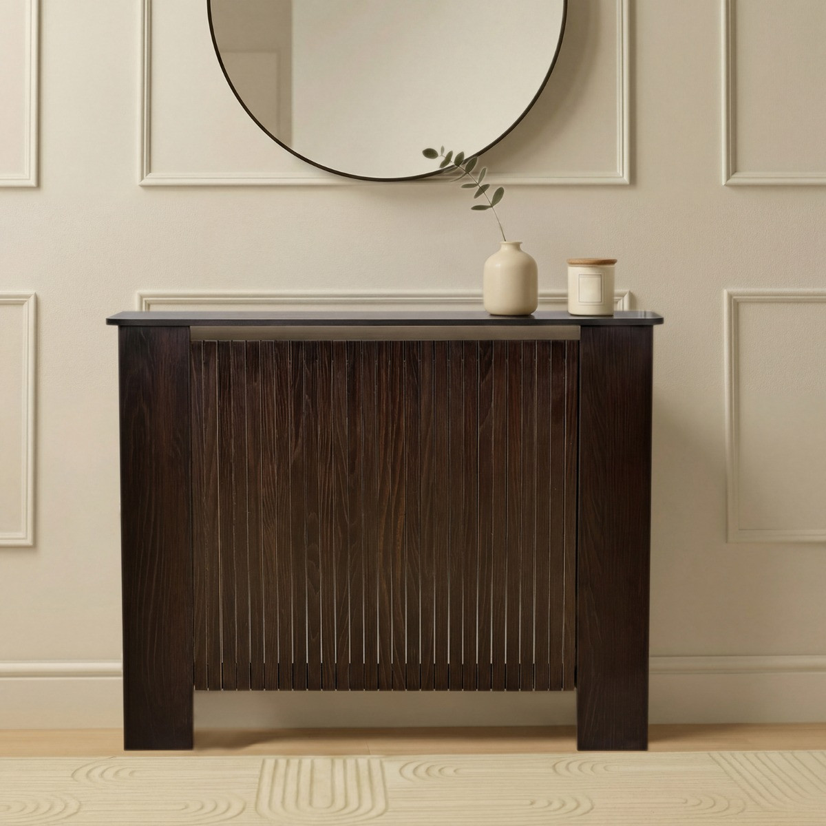 OHS Medium Ribbed Radiator Cover - Dark Wood>