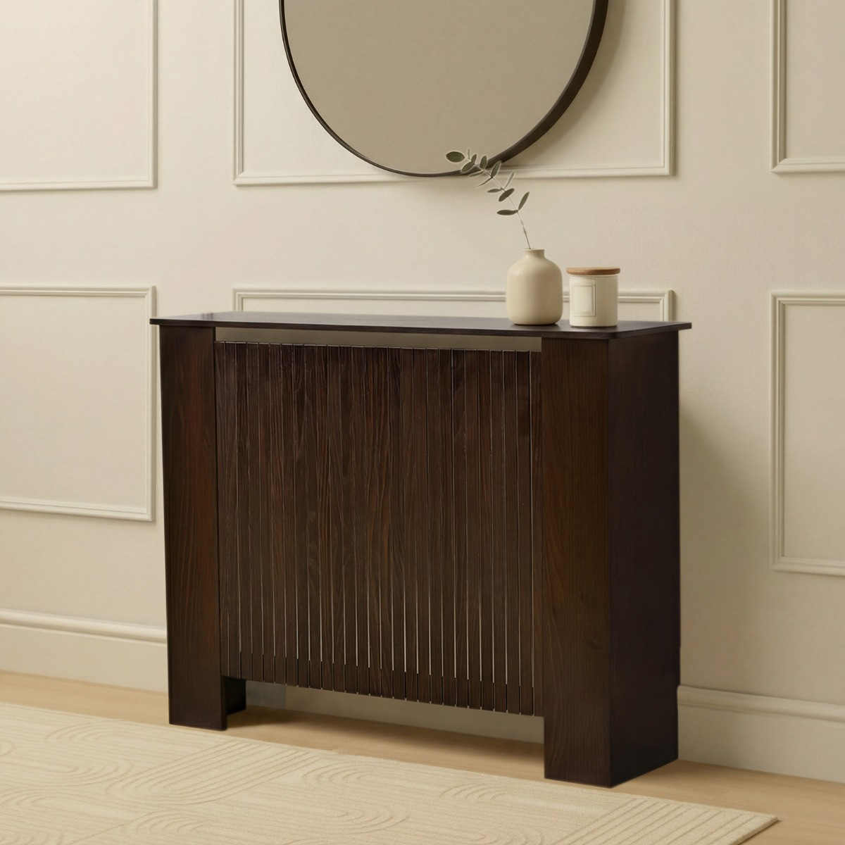 OHS Medium Ribbed Radiator Cover - Dark Wood>