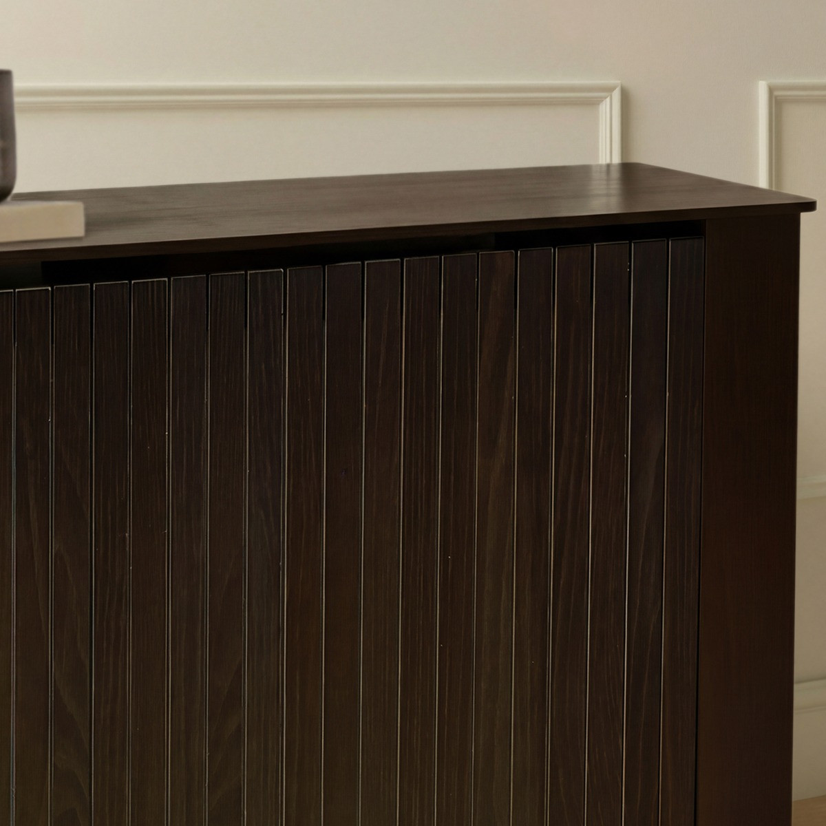 OHS Large Ribbed Radiator Cover - Dark Wood>