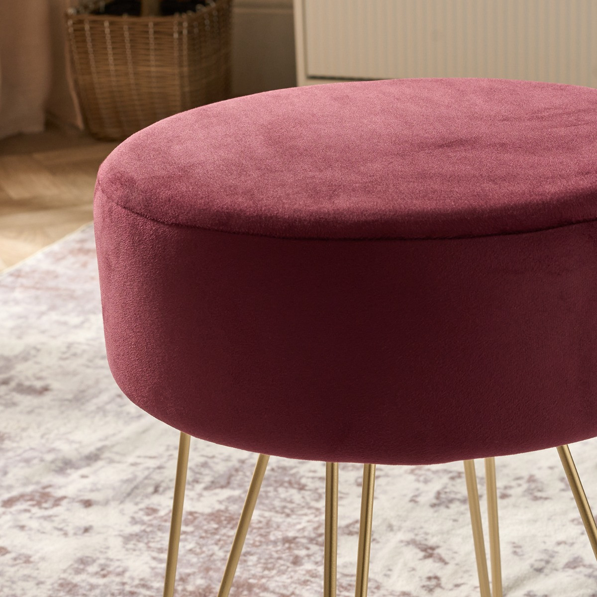 OHS Matte Velvet Hairpin Stool - Dark Berry>