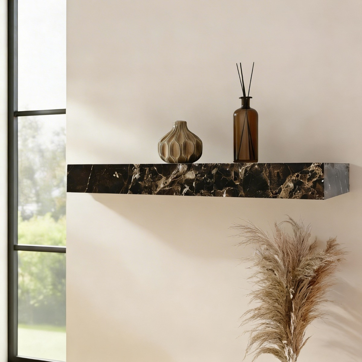 OHS Marble Effect Shelf - Dark Brown>