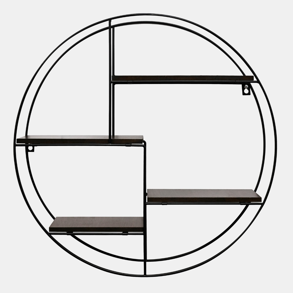 OHS 4 Tier Round Multi Section Shelf - Dark Wood>