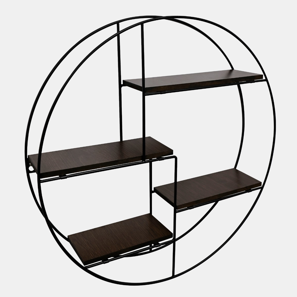 OHS 4 Tier Round Multi Section Shelf - Dark Wood>