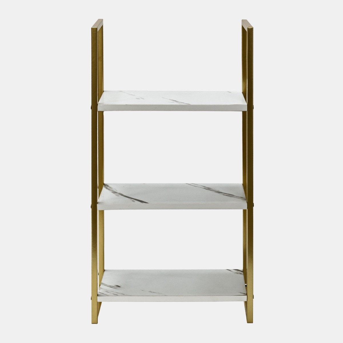 OHS 3-Tier Mounted Wall Shelves Set - White Marble/Gold>
