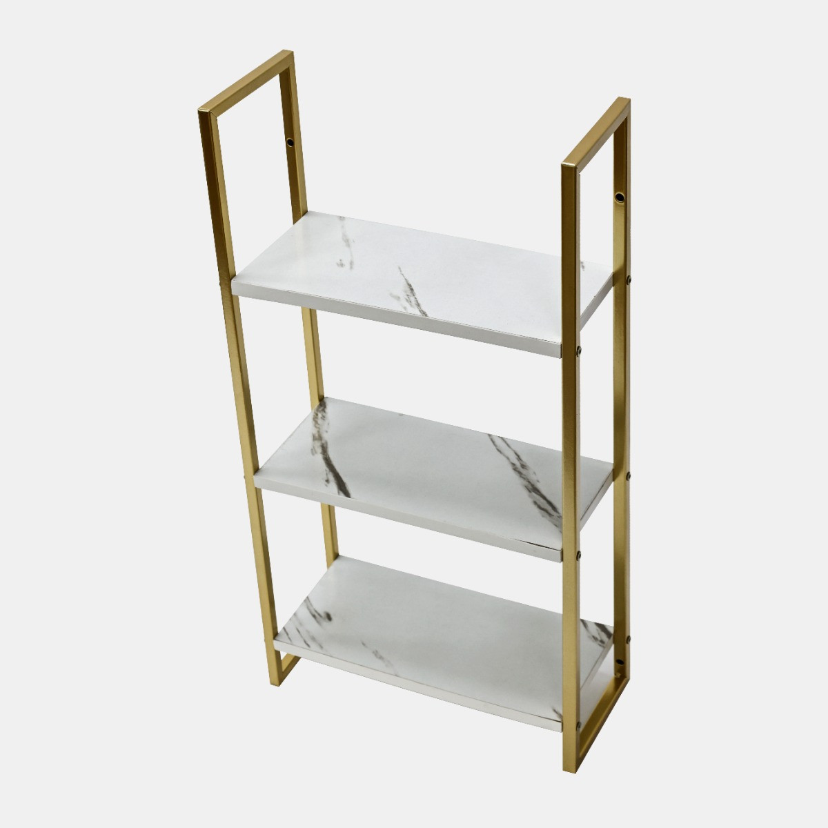 OHS 3-Tier Mounted Wall Shelves Set - White Marble/Gold>