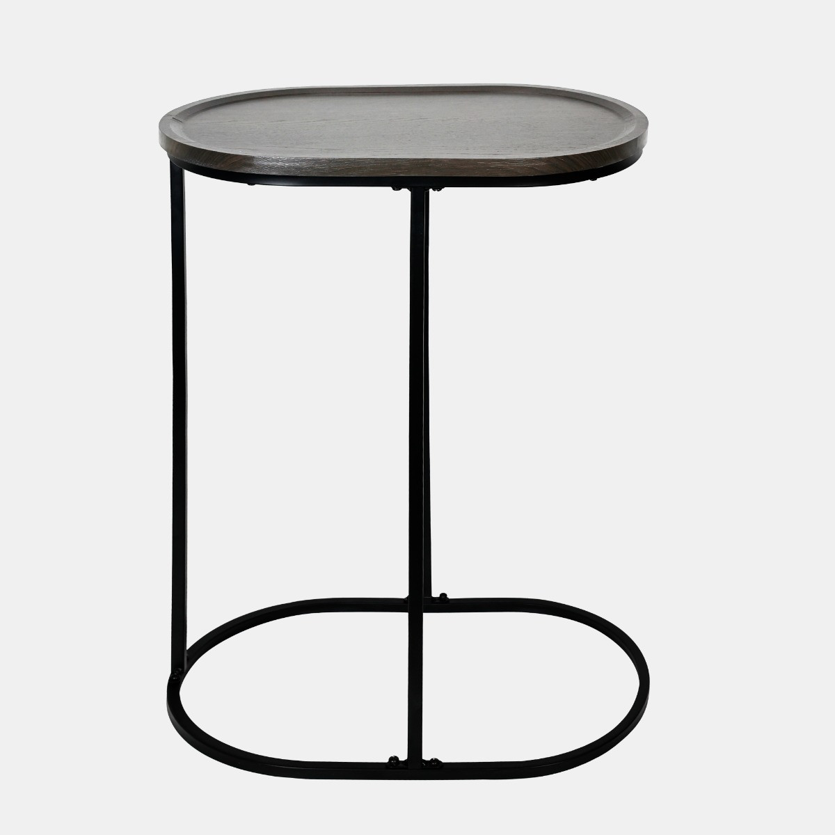 OHS Oval C Shape Side Table - Dark Wood>