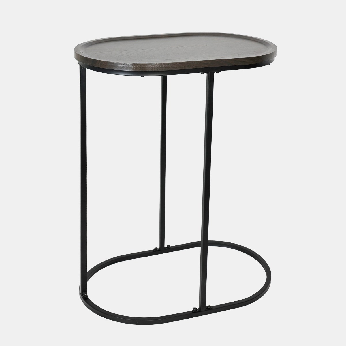OHS Oval C Shape Side Table - Dark Wood>