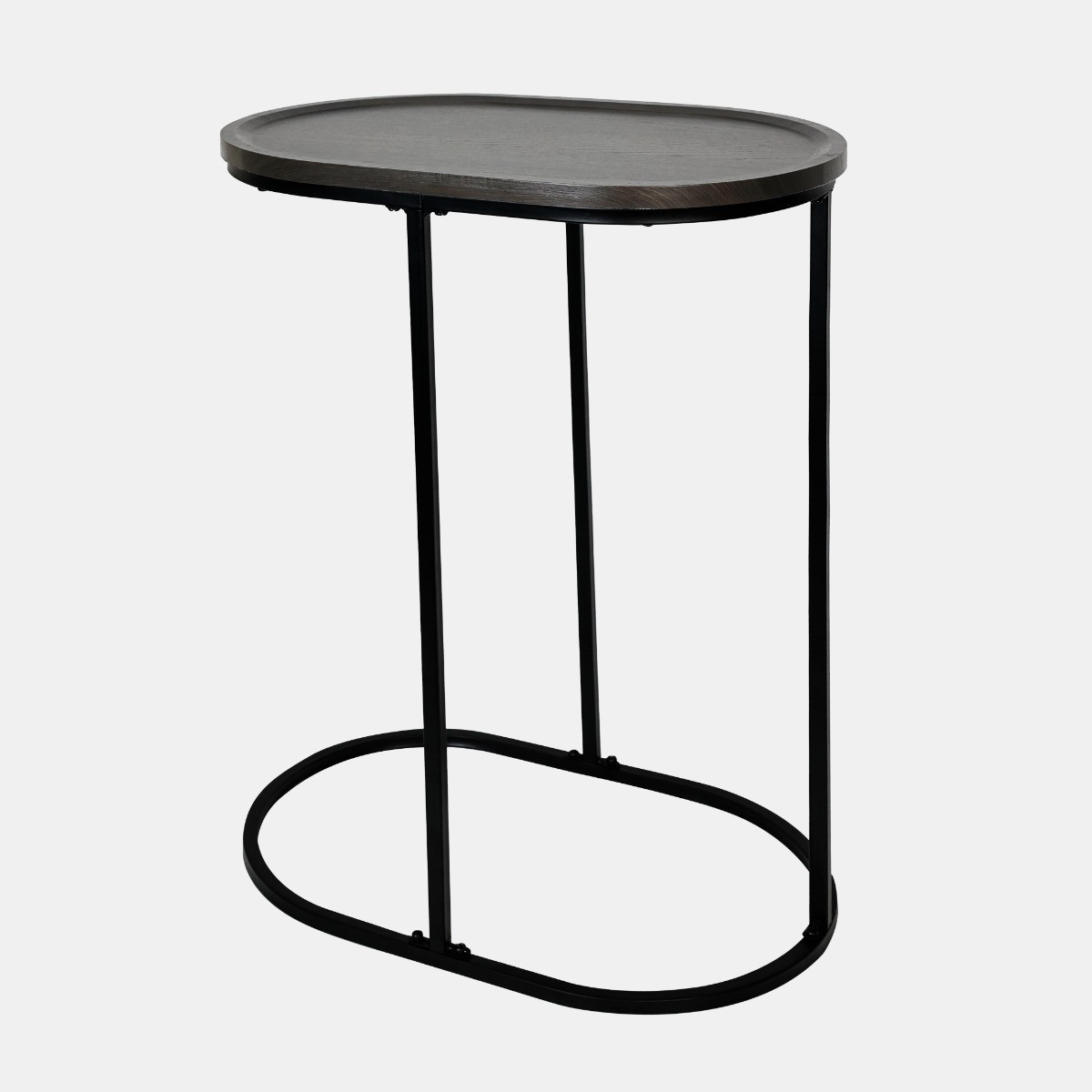 OHS Oval C Shape Side Table - Dark Wood>