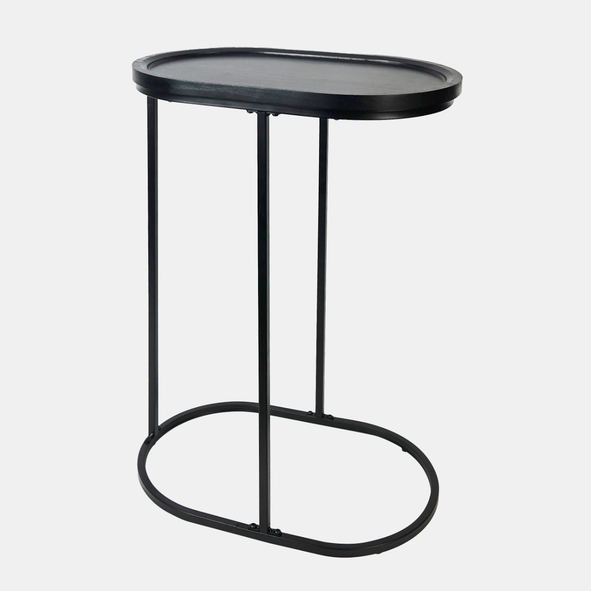 OHS Oval C Shape Side Table - Black>