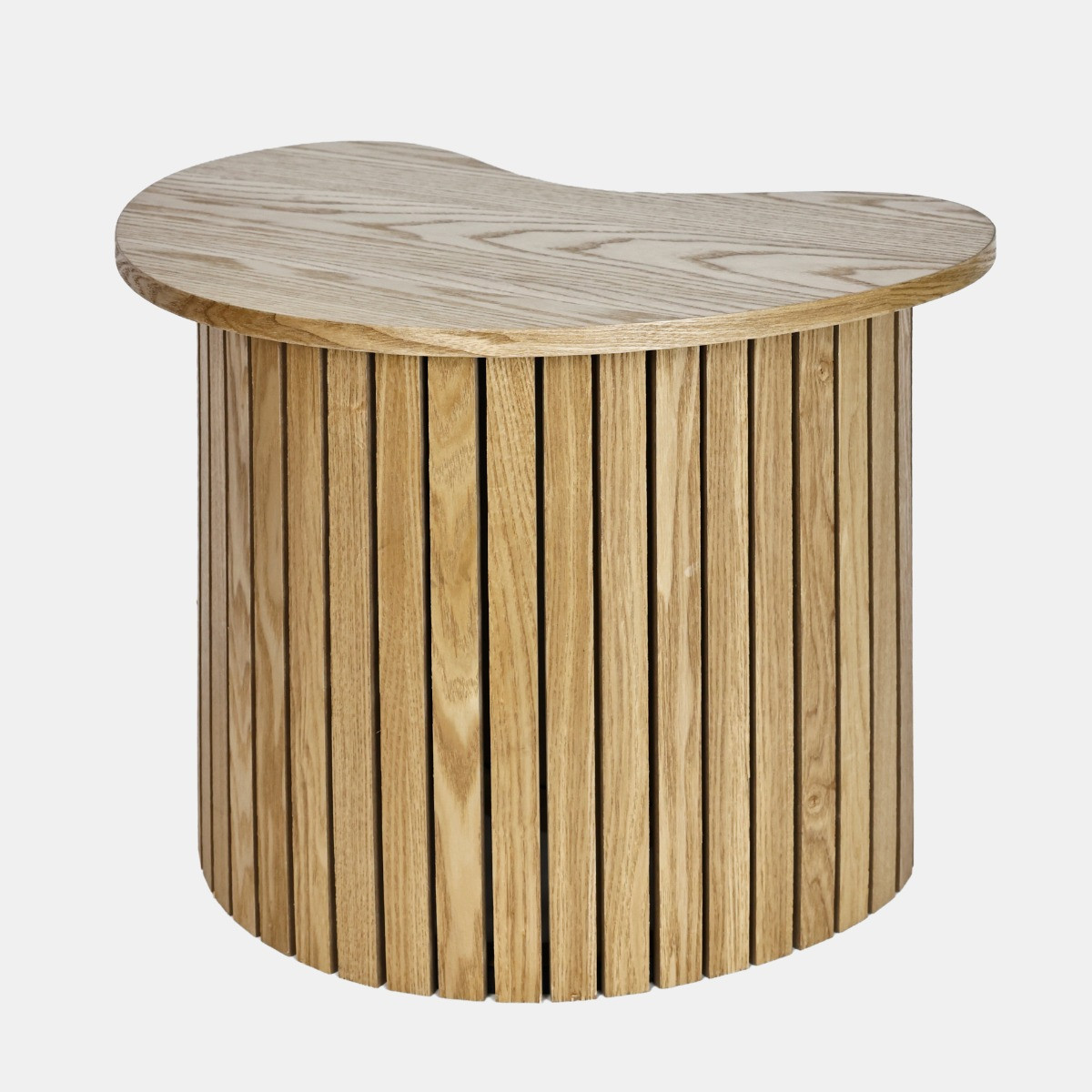 OHS Irregular Oval Madison Ribbed Side Table - Light Wood>