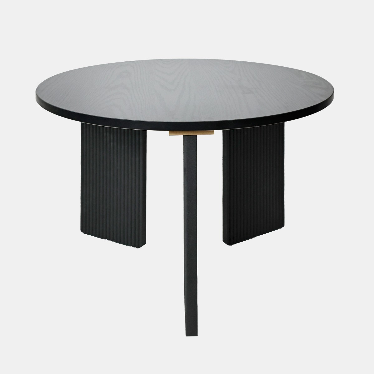 OHS 3-Leg Ribbed Square Side Table - Black>