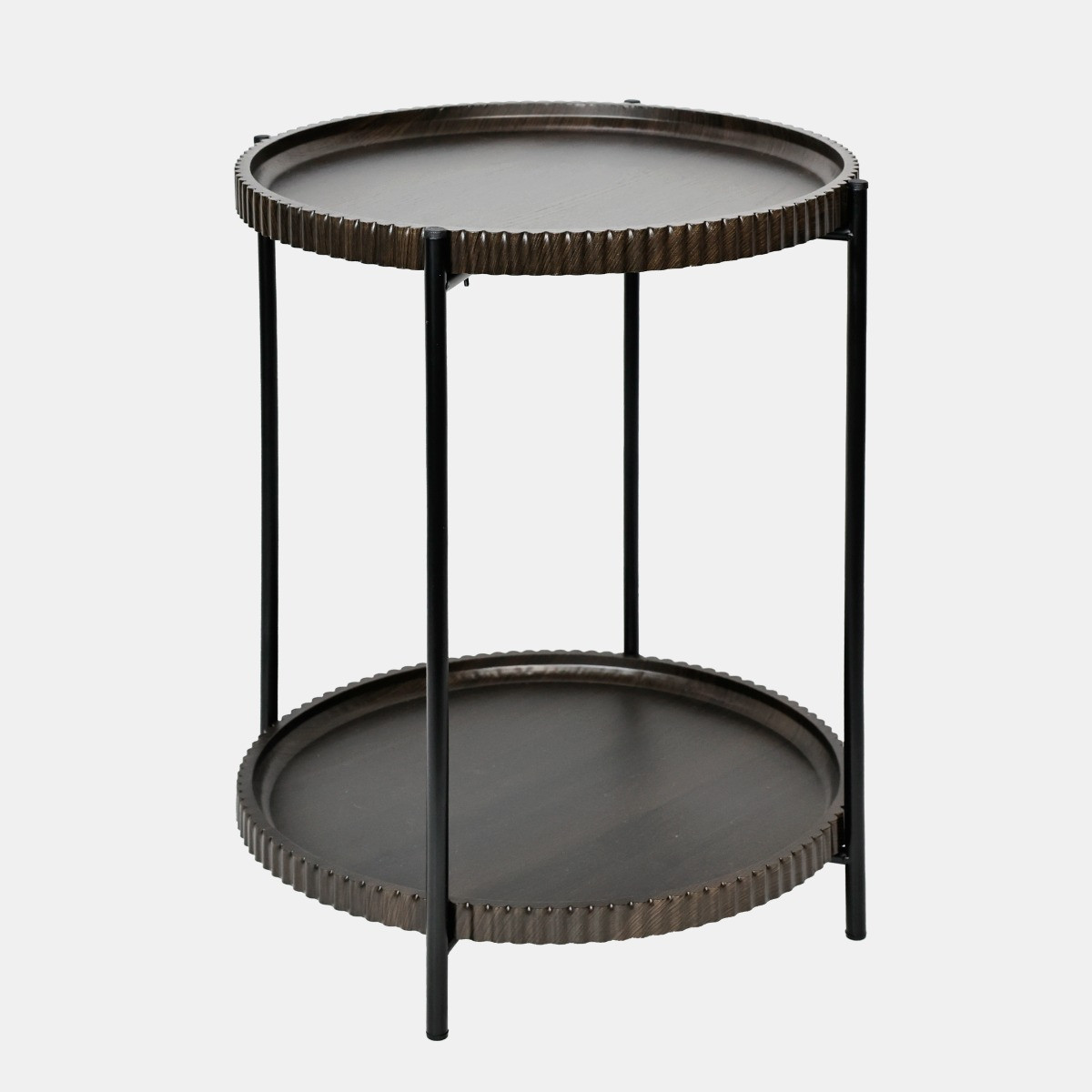 OHS Two-Layer Ribbed Tray Side Table - Dark Wood>