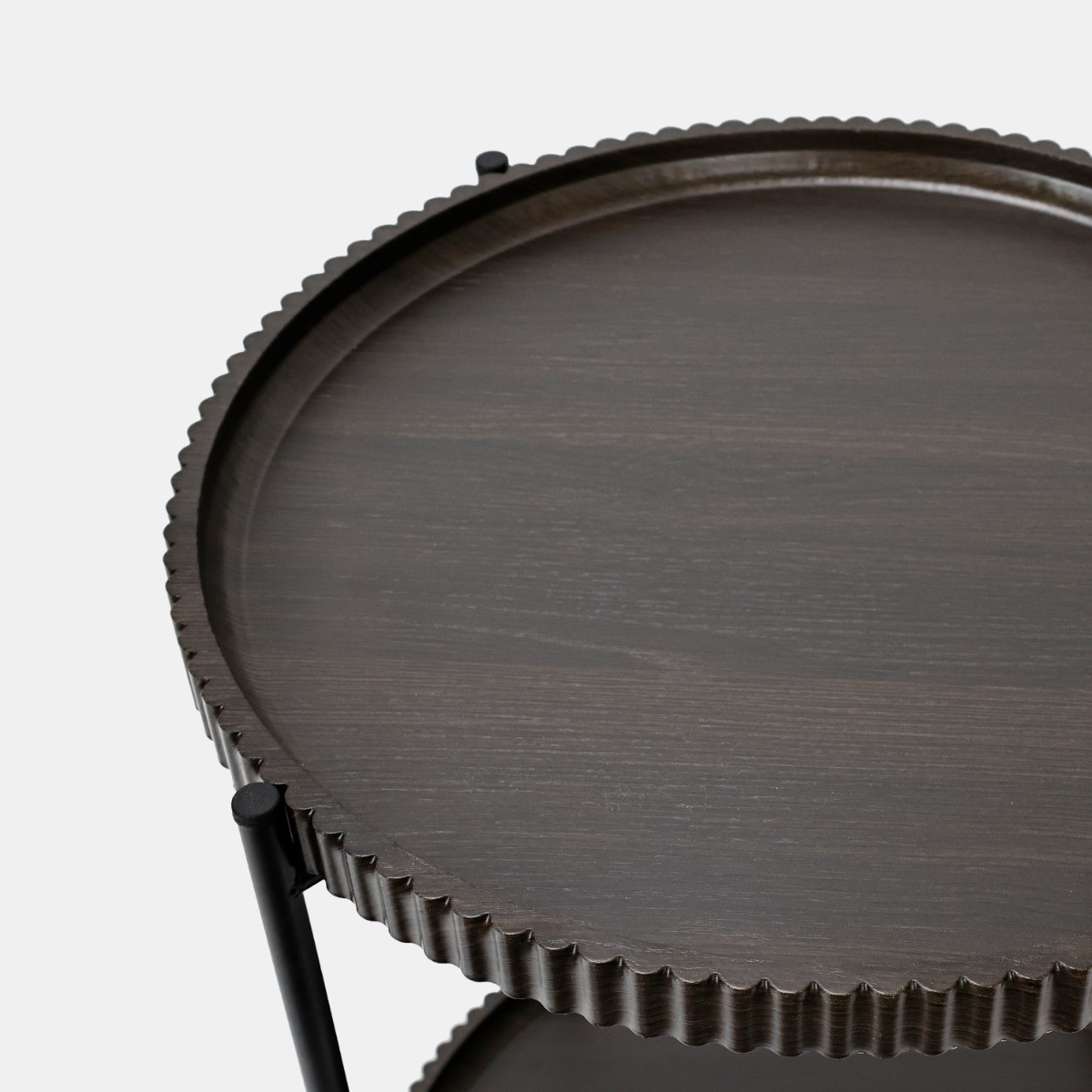 OHS Two-Layer Ribbed Tray Side Table - Dark Wood>