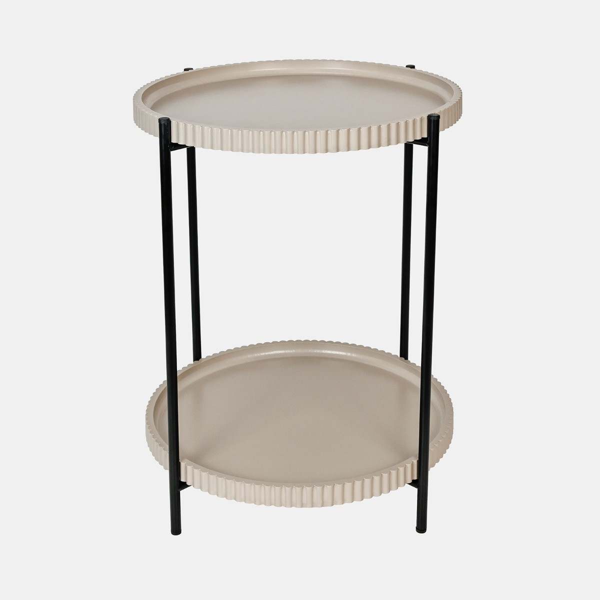 OHS Two-Layer Ribbed Tray Side Table - Natural>
