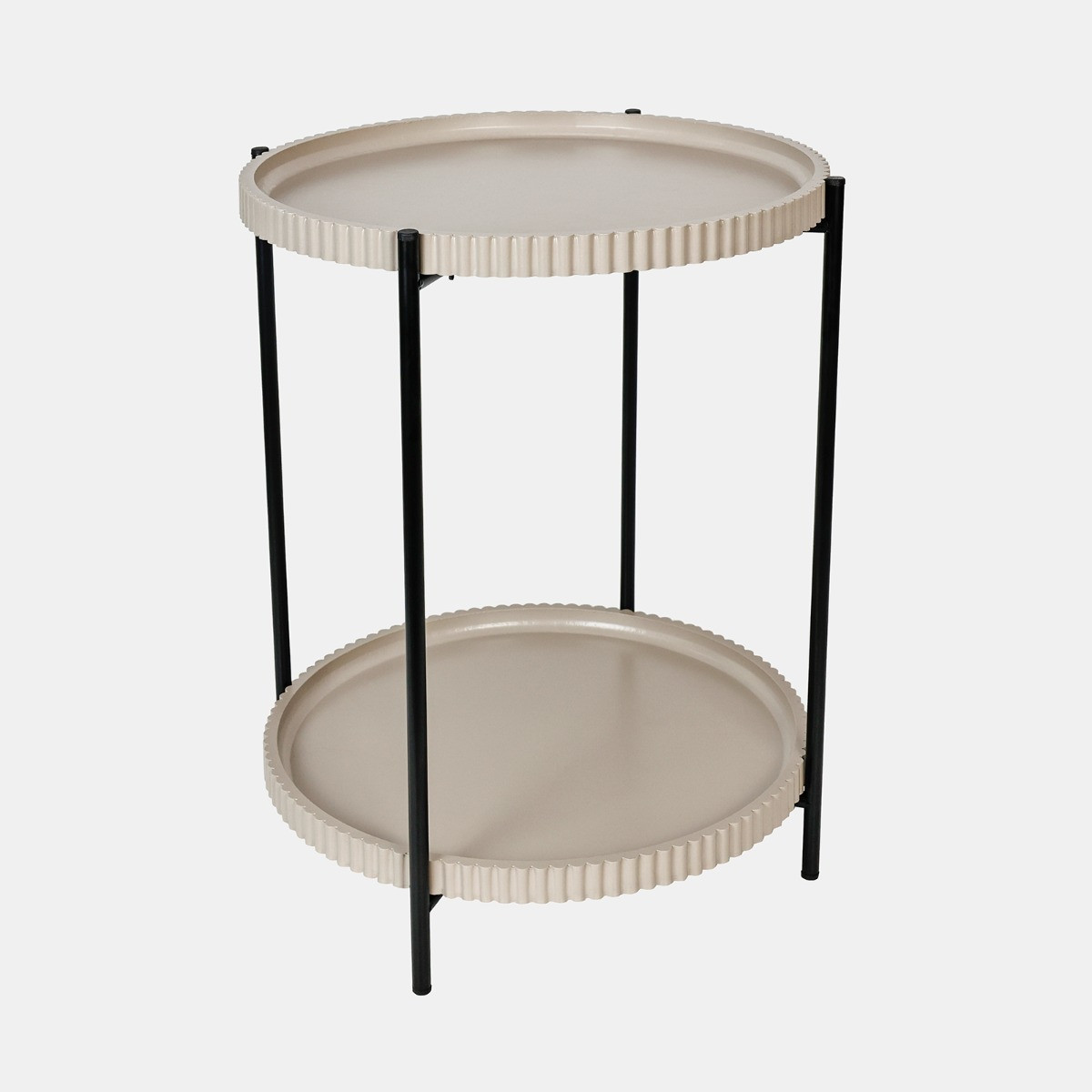 OHS Two-Layer Ribbed Tray Side Table - Natural>