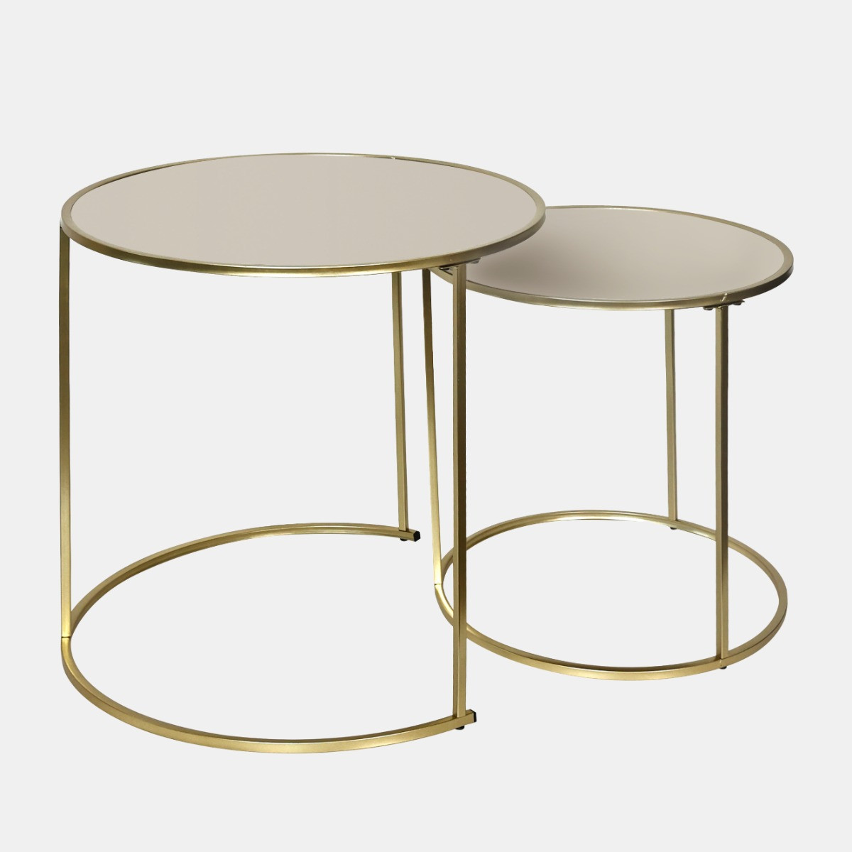 OHS Manhattan Nest of 2 Round Side Tables - Natural/Gold>