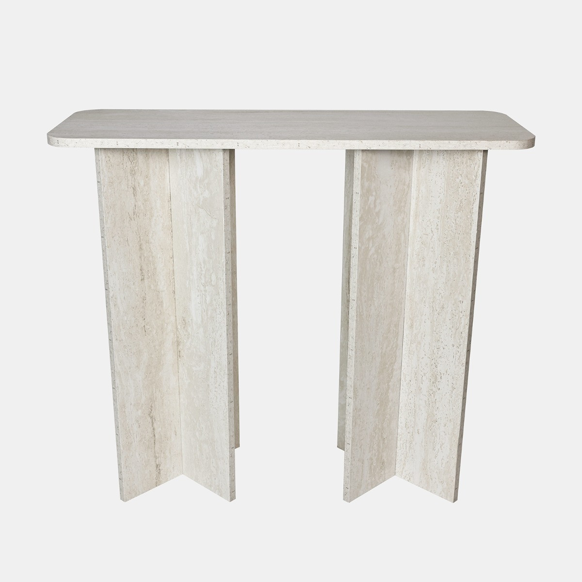 OHS Travertine Effect Console Table - Cream>
