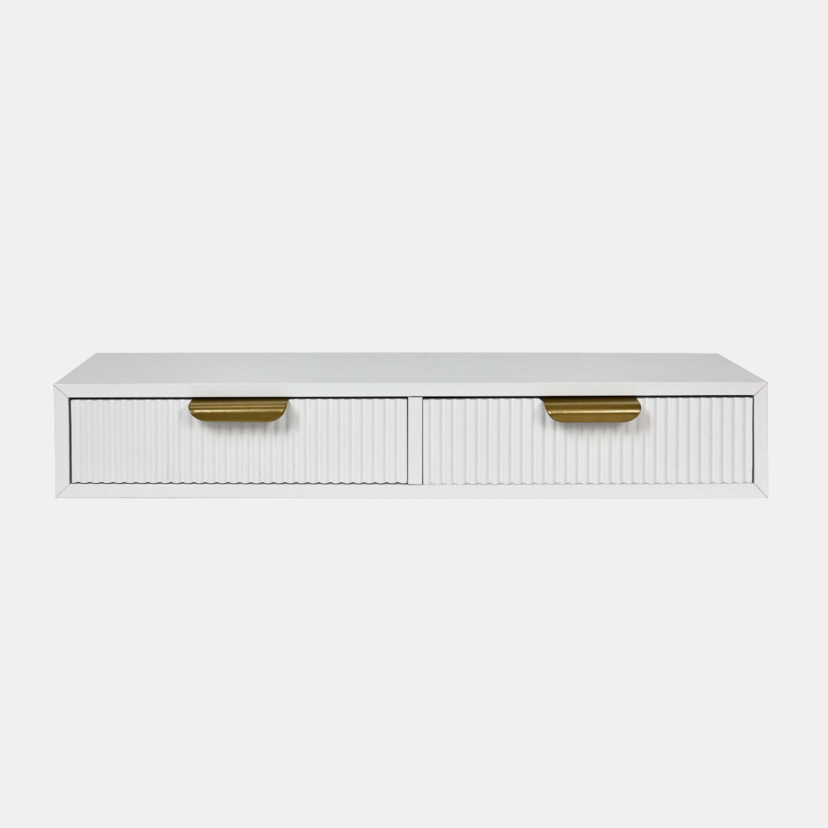 OHS 2-Drawer Ribbed Floating Shelves - White>