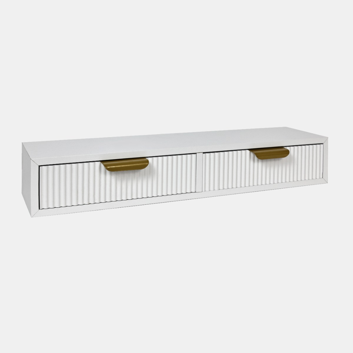 OHS 2-Drawer Ribbed Floating Shelves - White>