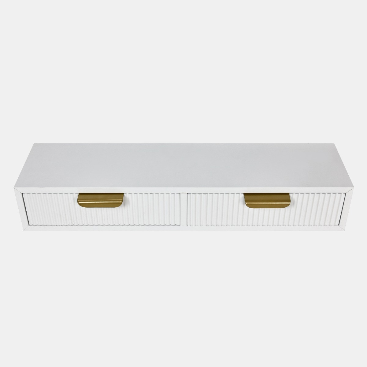 OHS 2-Drawer Ribbed Floating Shelves - White>