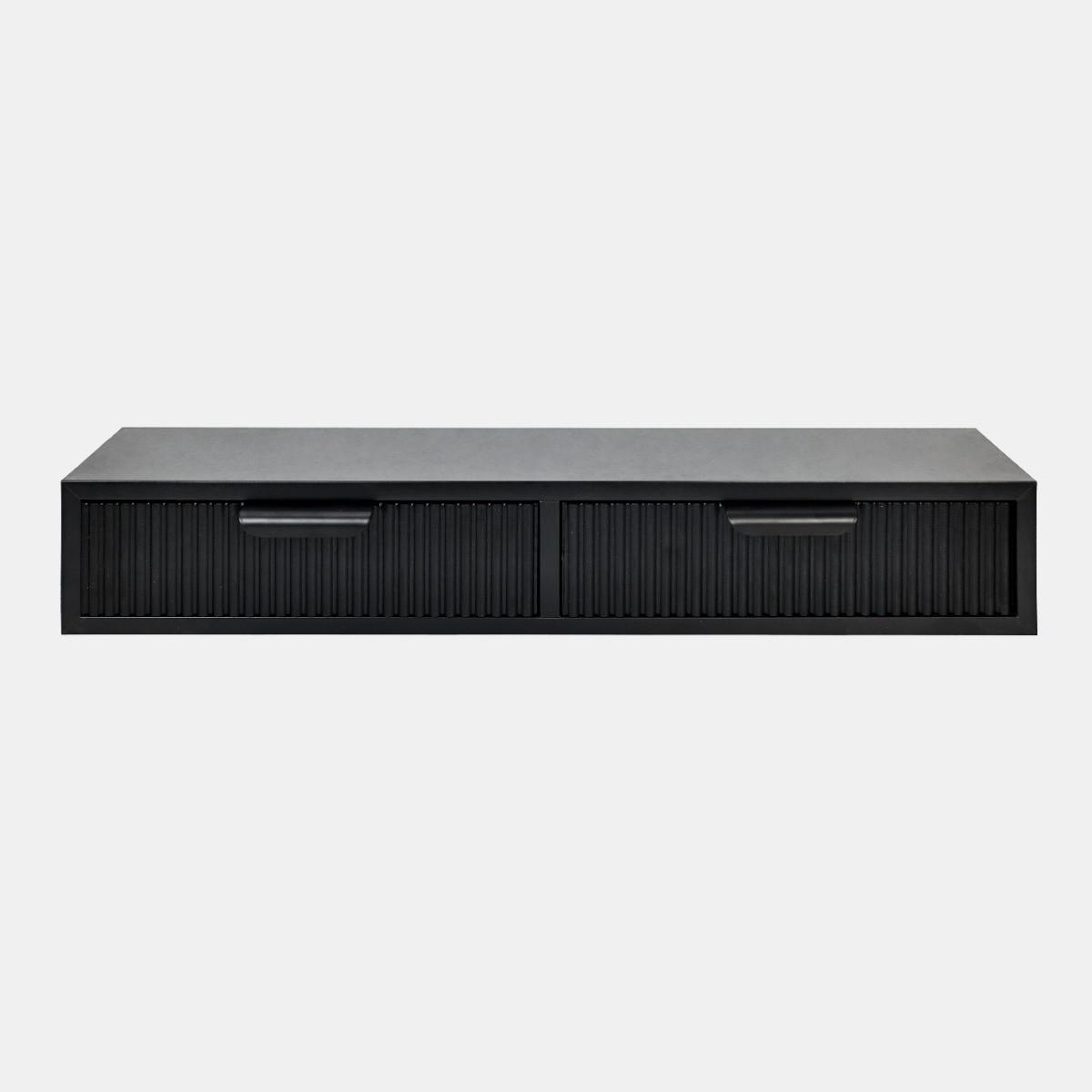 OHS 2-Drawer Ribbed Floating Shelves - Black>