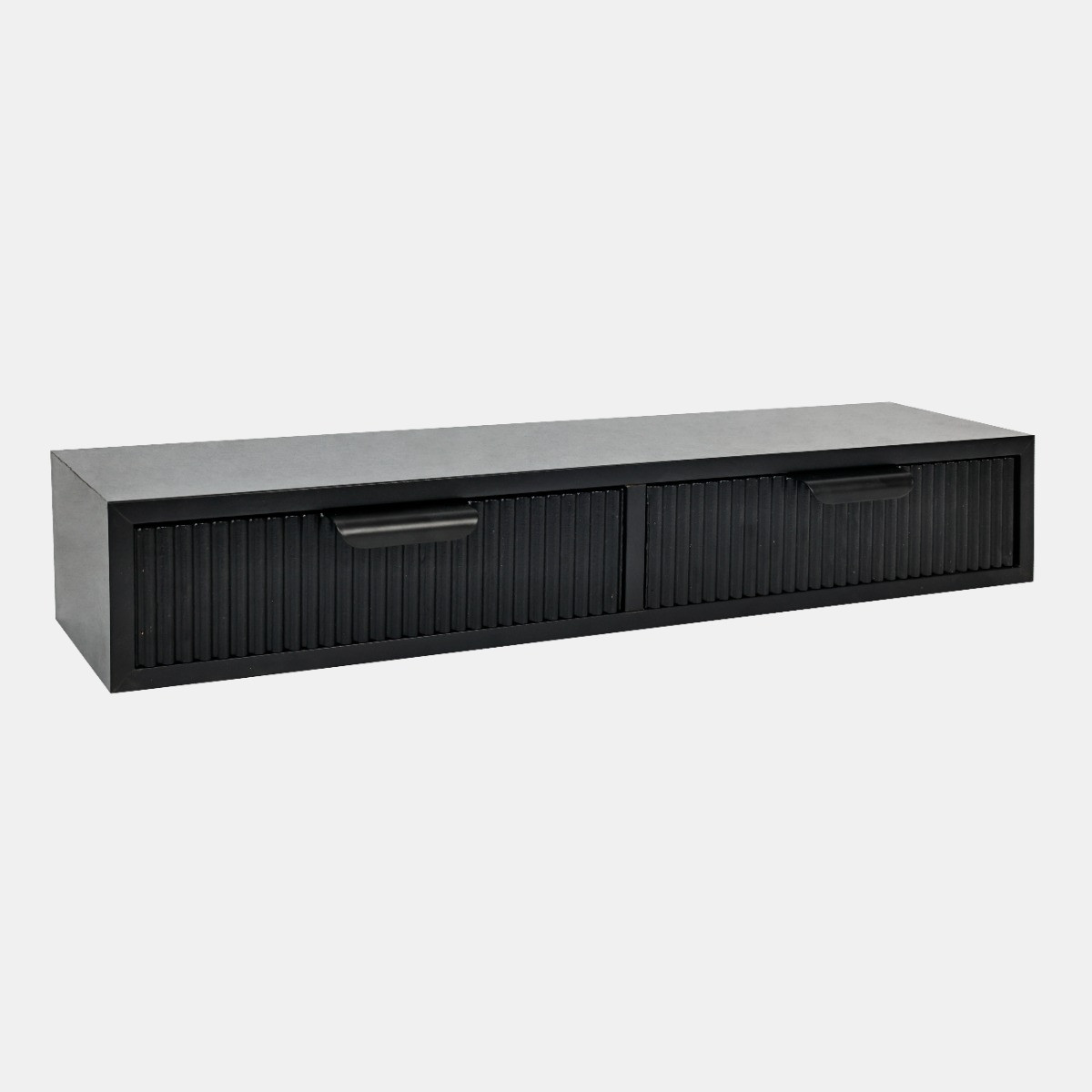 OHS 2-Drawer Ribbed Floating Shelves - Black>