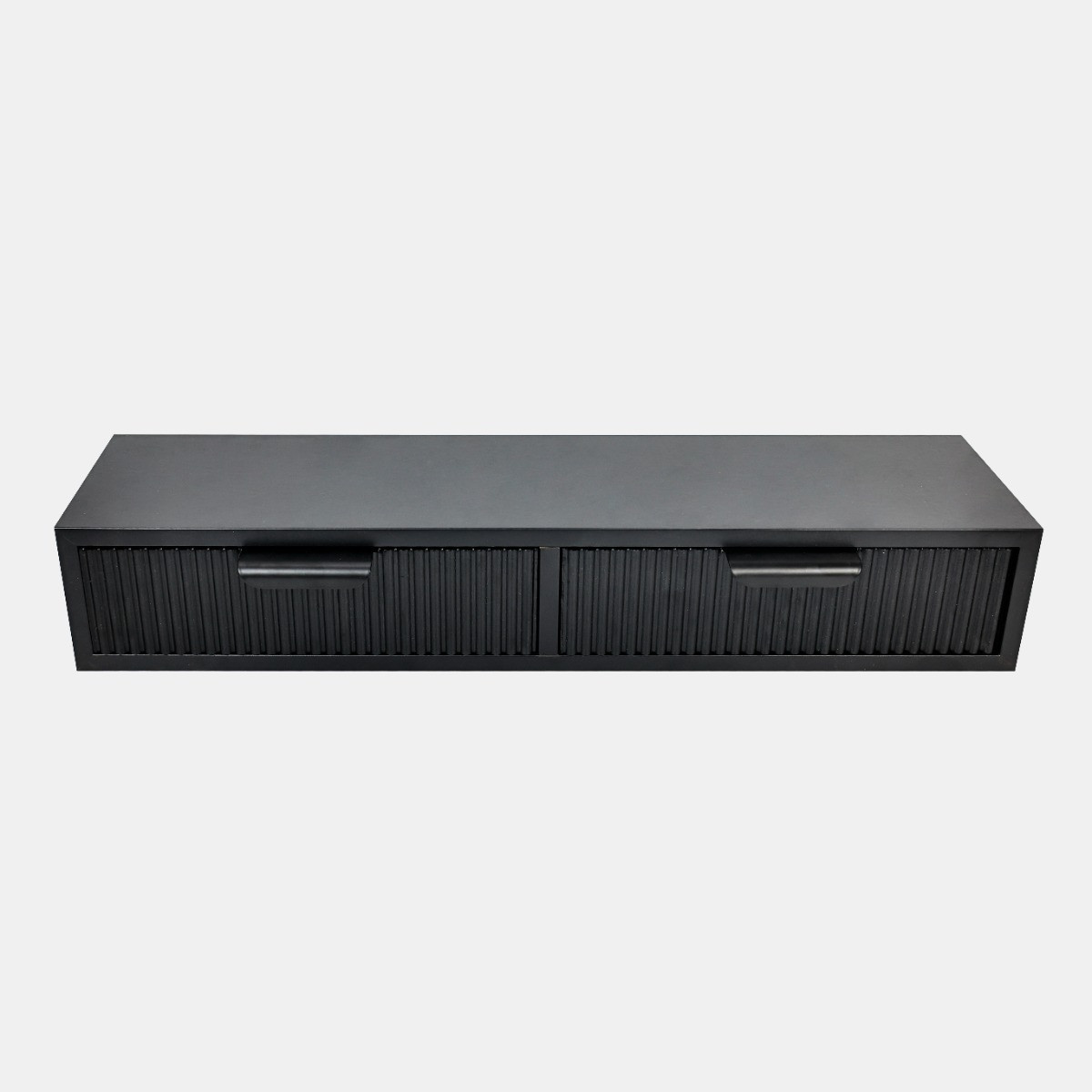 OHS 2-Drawer Ribbed Floating Shelves - Black>