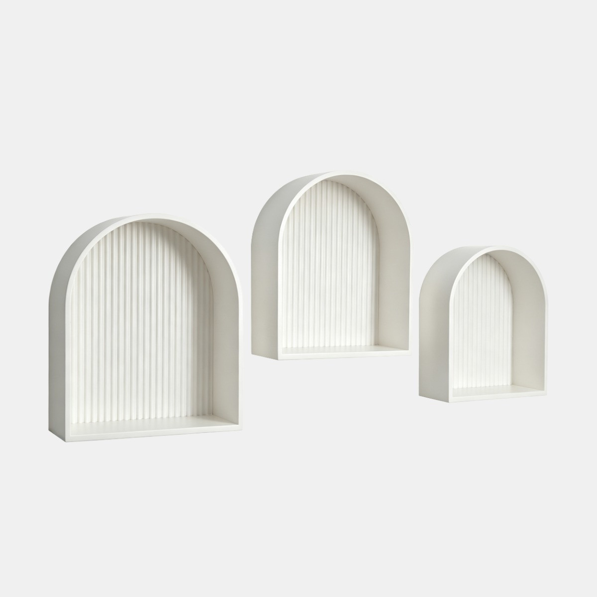 OHS Ribbed Arched Floating Shelves - White>