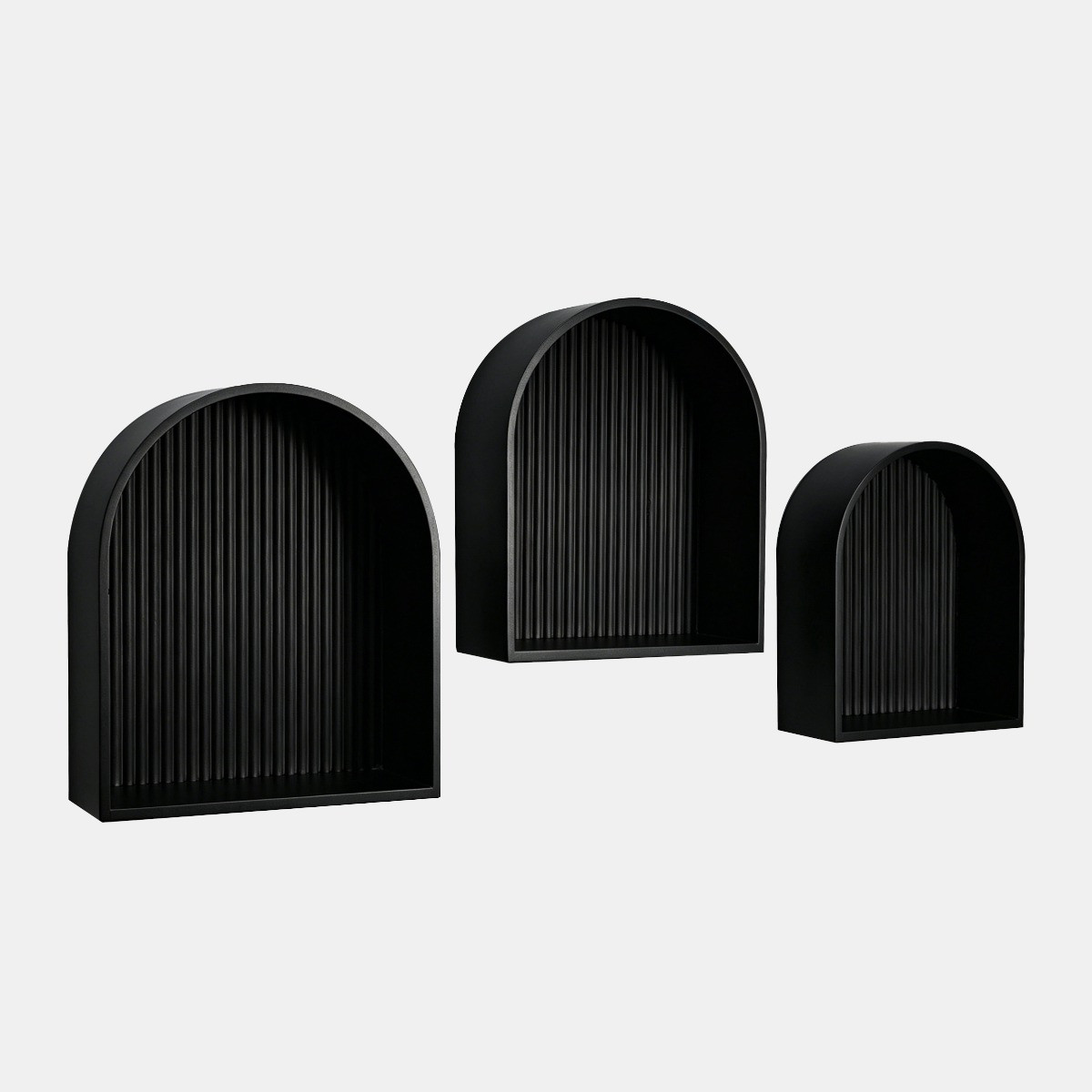 OHS Ribbed Arched Floating Shelves - Black>