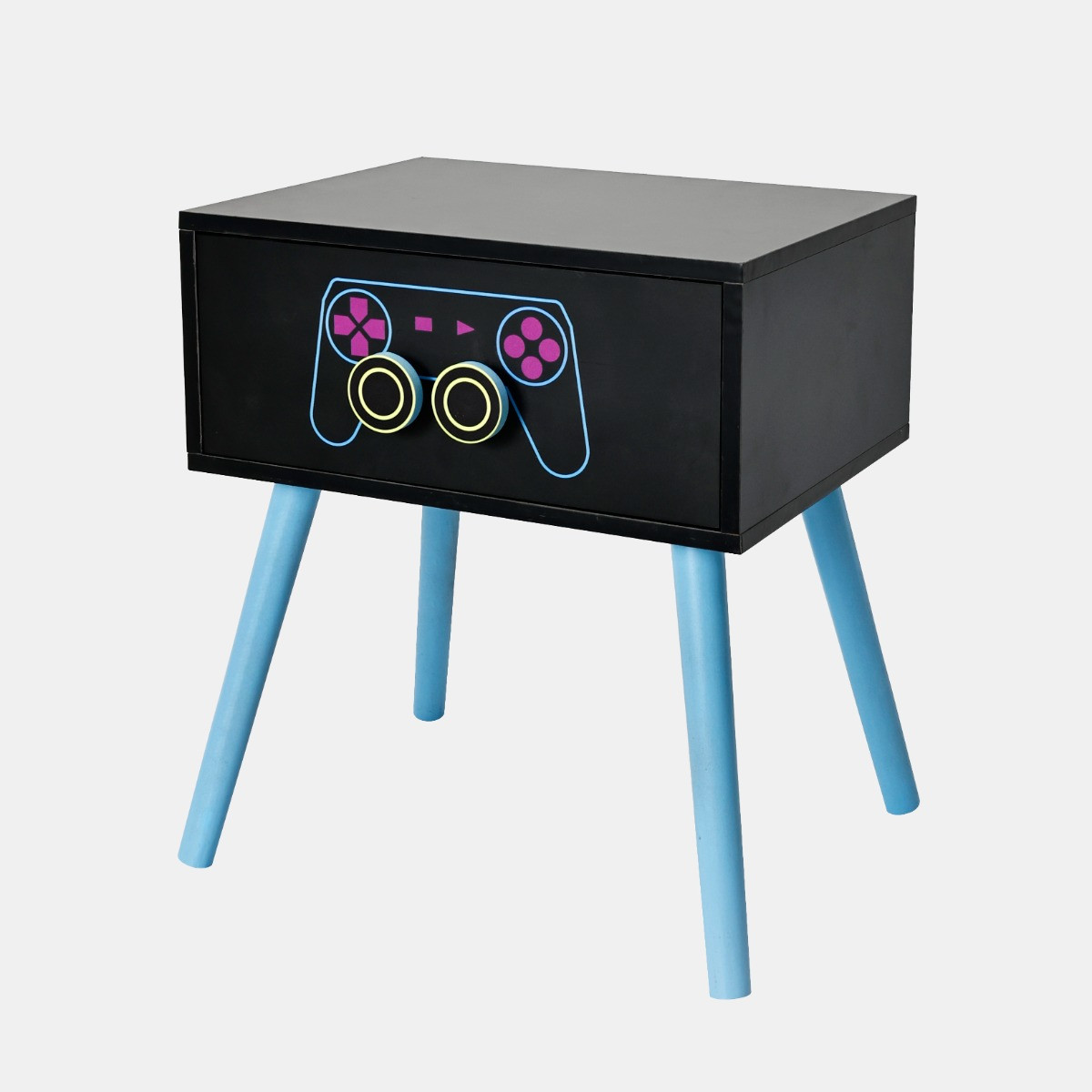 OHS Gaming 1-Drawer Bedside Table - Black>