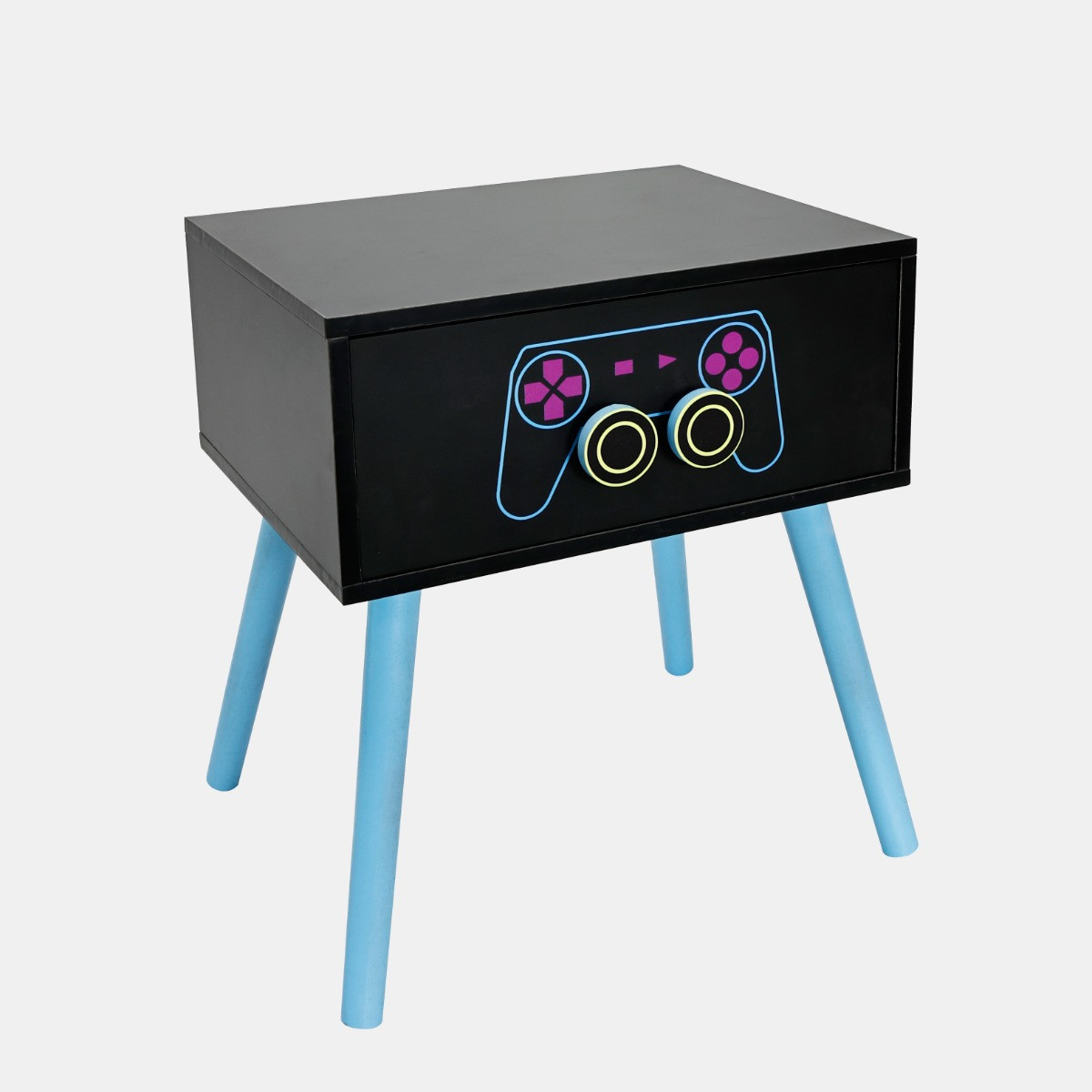 OHS Gaming 1-Drawer Bedside Table - Black>