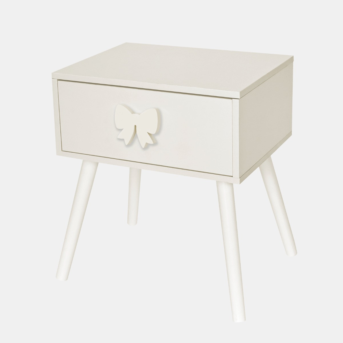 OHS Bow 1-Drawer Bedside Table - Cream>