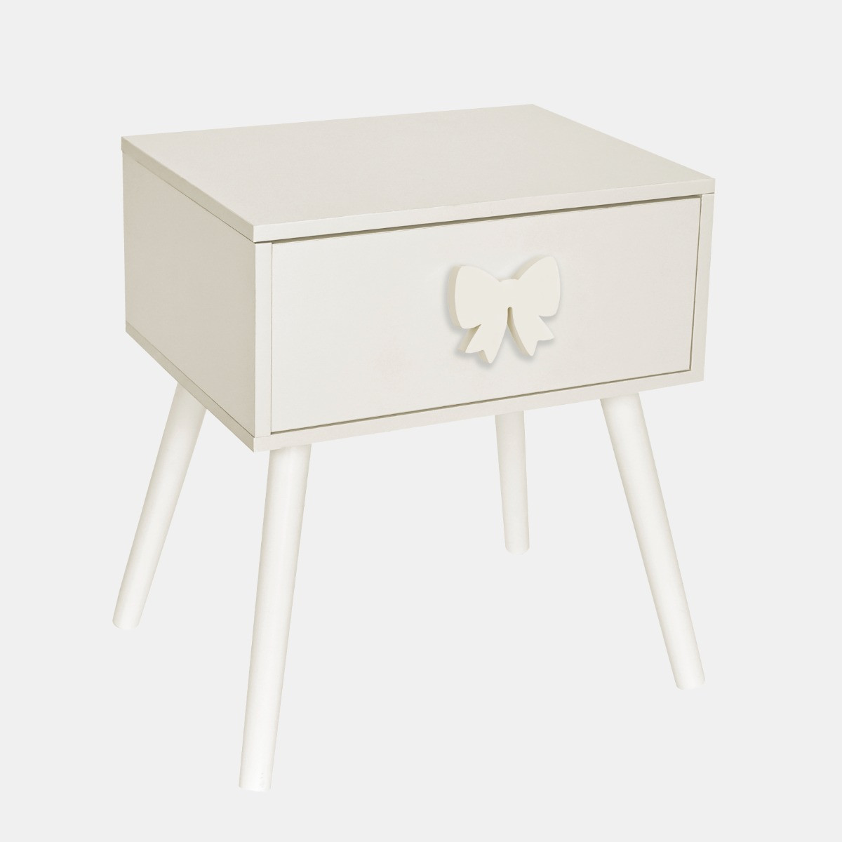 OHS Bow 1-Drawer Bedside Table - Cream>
