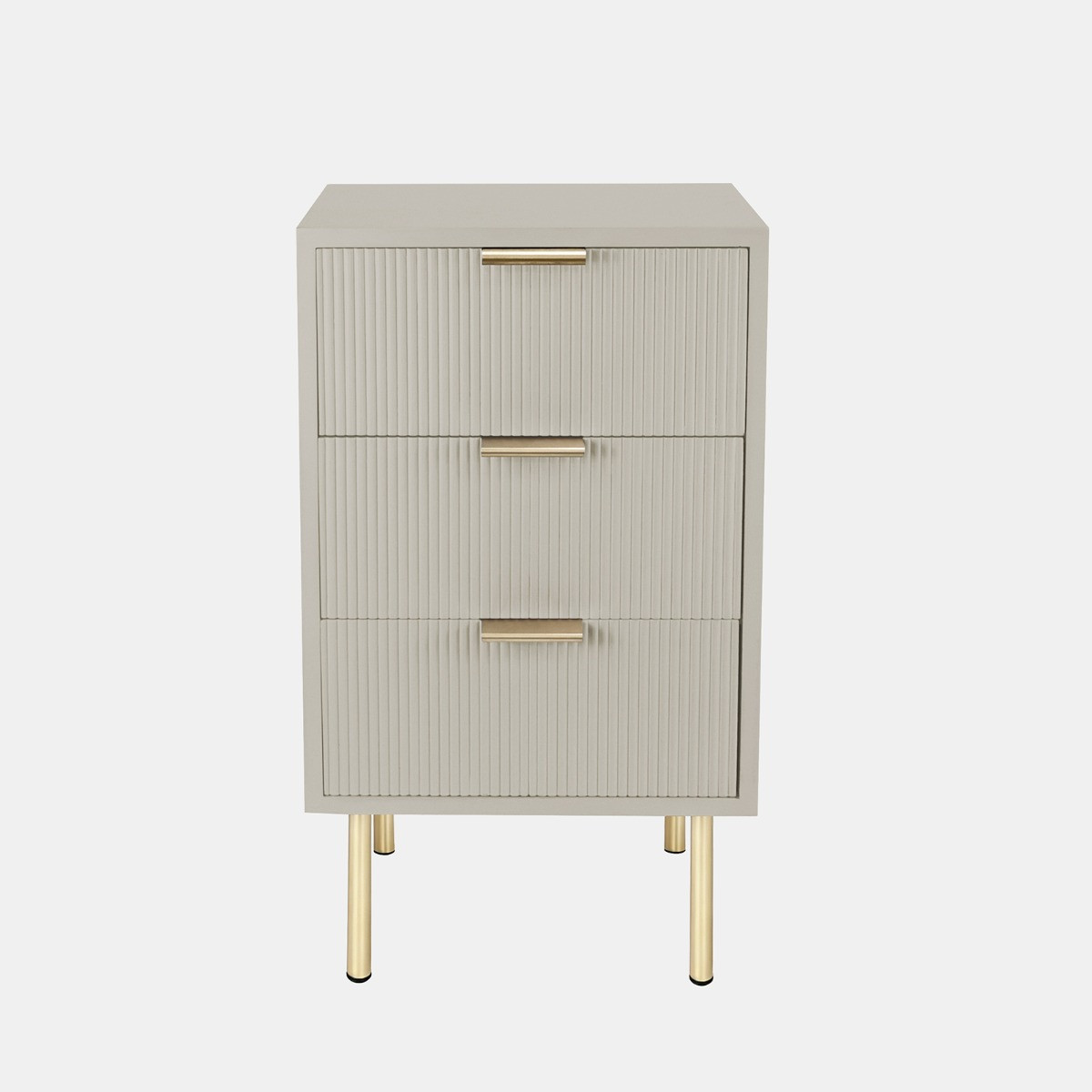 OHS Ribbed 3-Drawer Bedside Unit - Stone>