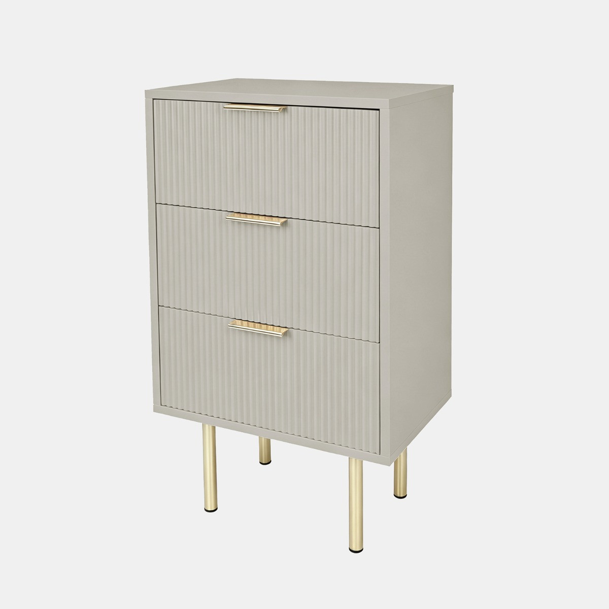 OHS Ribbed 3-Drawer Bedside Unit - Stone>
