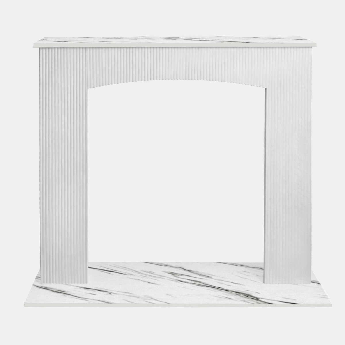 OHS Marble Effect Ribbed Electric Fireplace Surround - White>