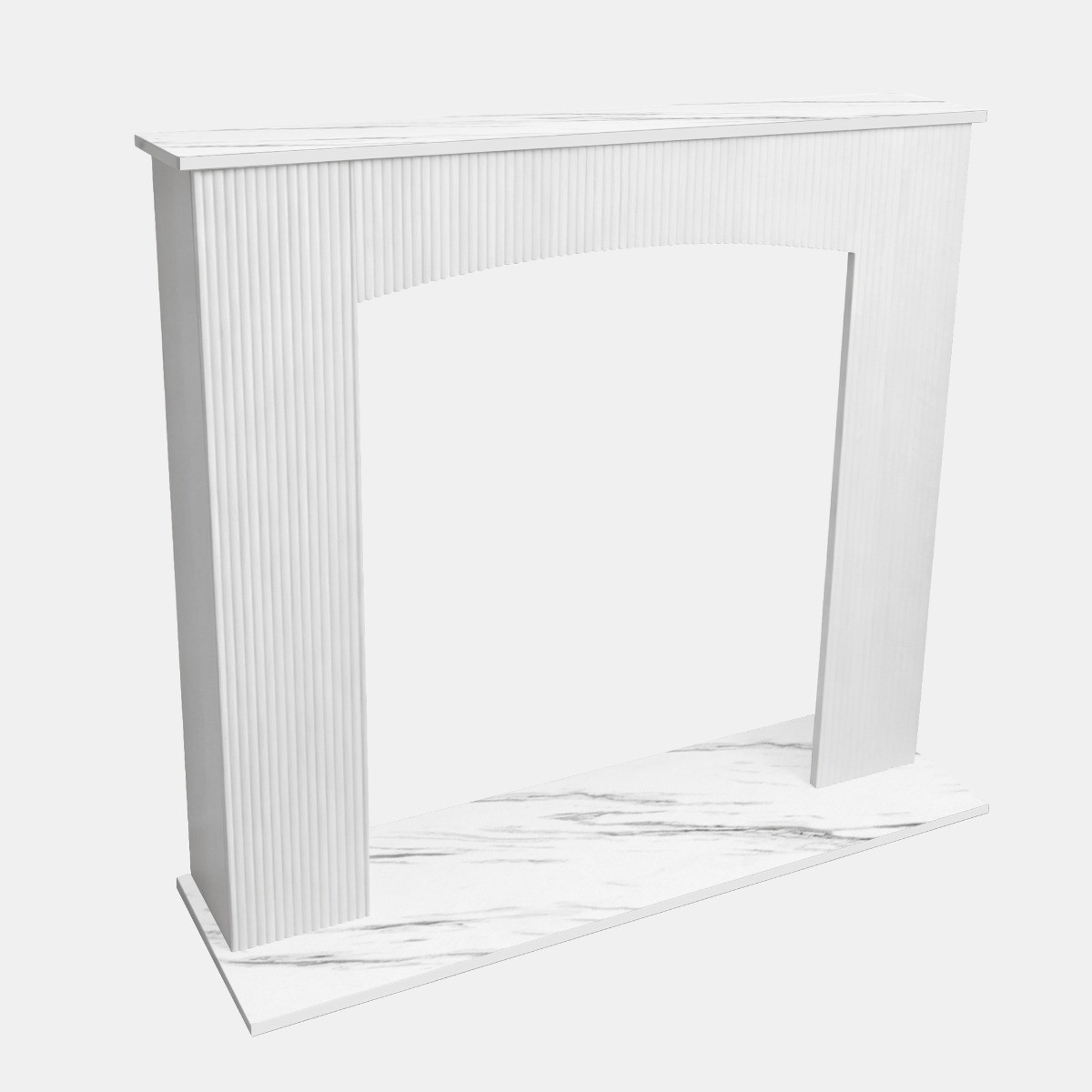 OHS Marble Effect Ribbed Electric Fireplace Surround - White>