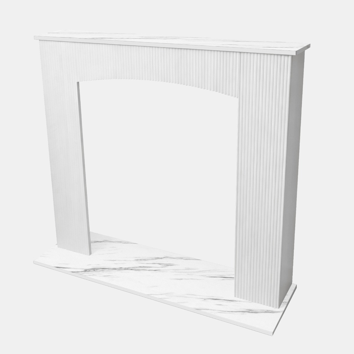 OHS Marble Effect Ribbed Electric Fireplace Surround - White>