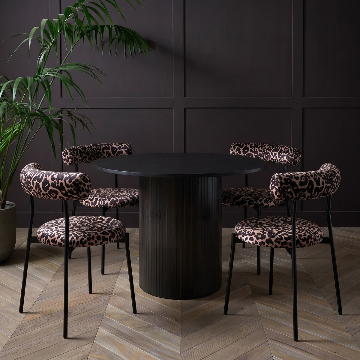 OHS Leopard Print Dining Chair - Natural>
