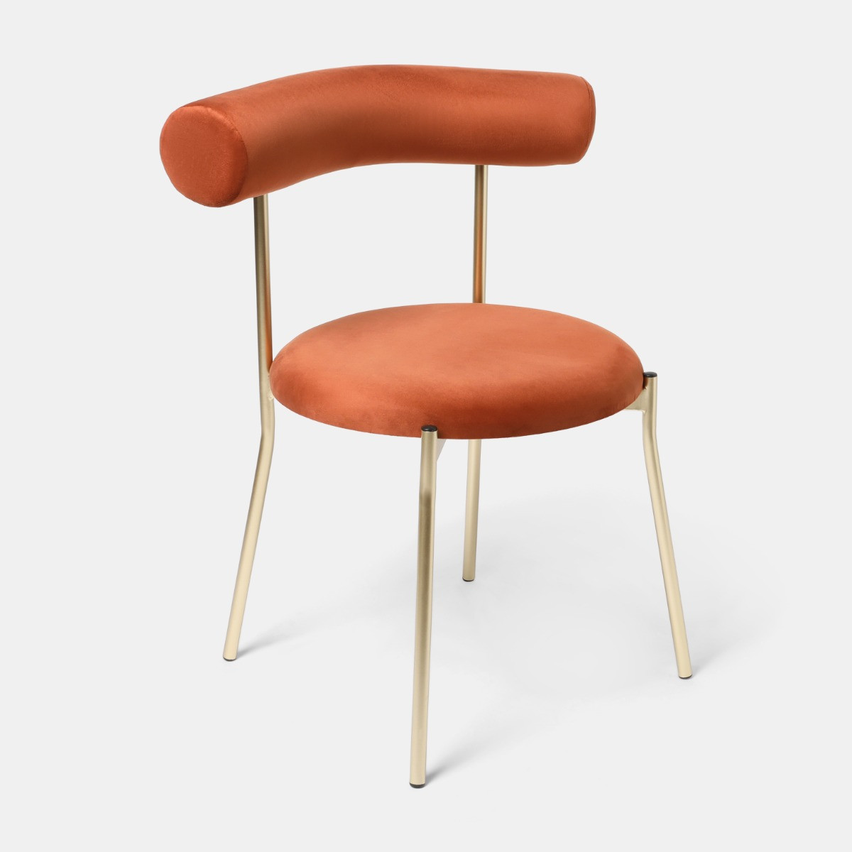 OHS Velvet Dining Chair - Rust/Gold>