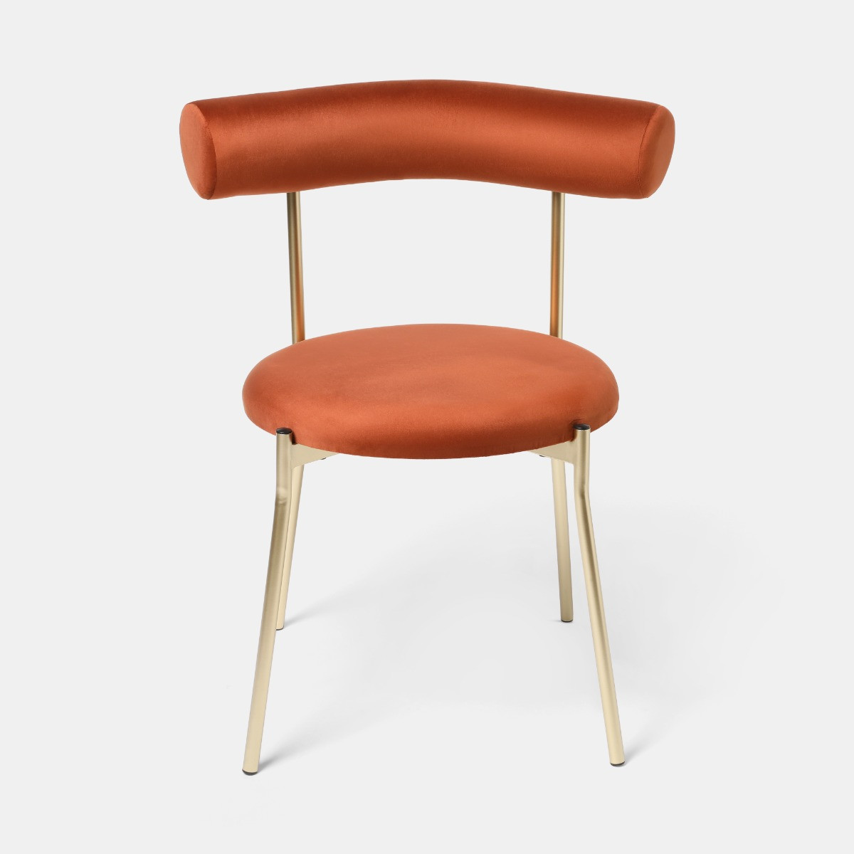 OHS Velvet Dining Chair - Rust/Gold>