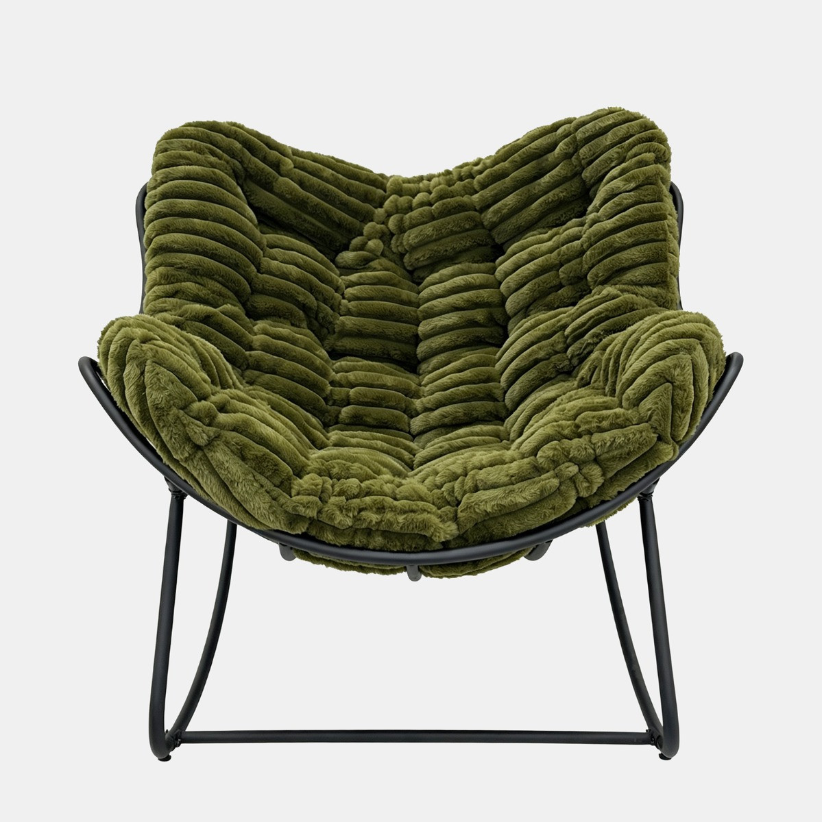 OHS Ribbed Faux Fur Rocking Chair - Olive Green>