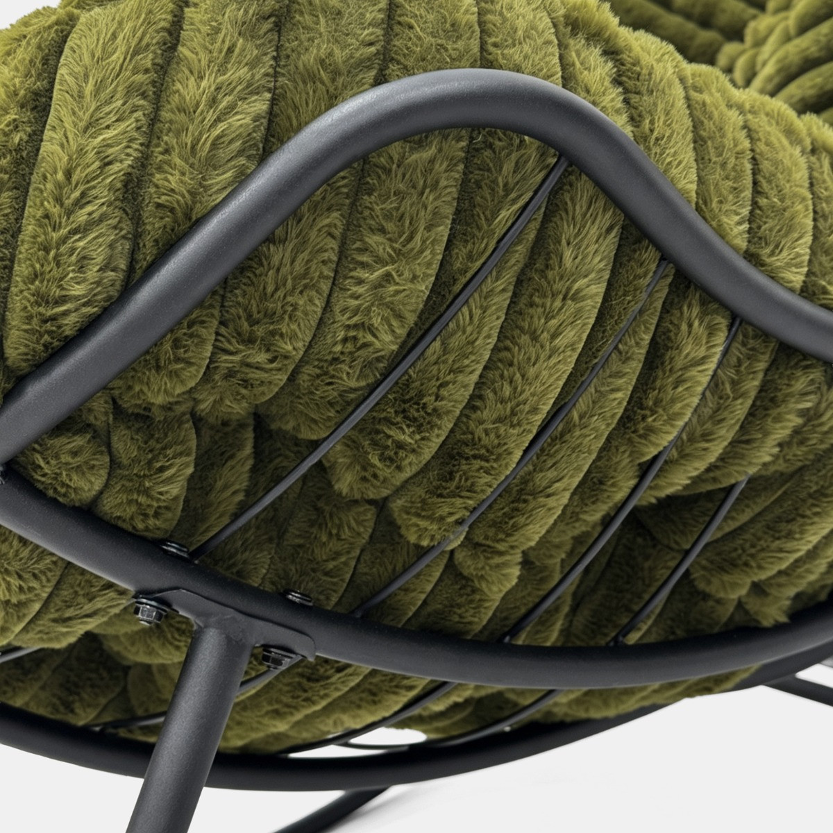 OHS Ribbed Faux Fur Rocking Chair - Olive Green>