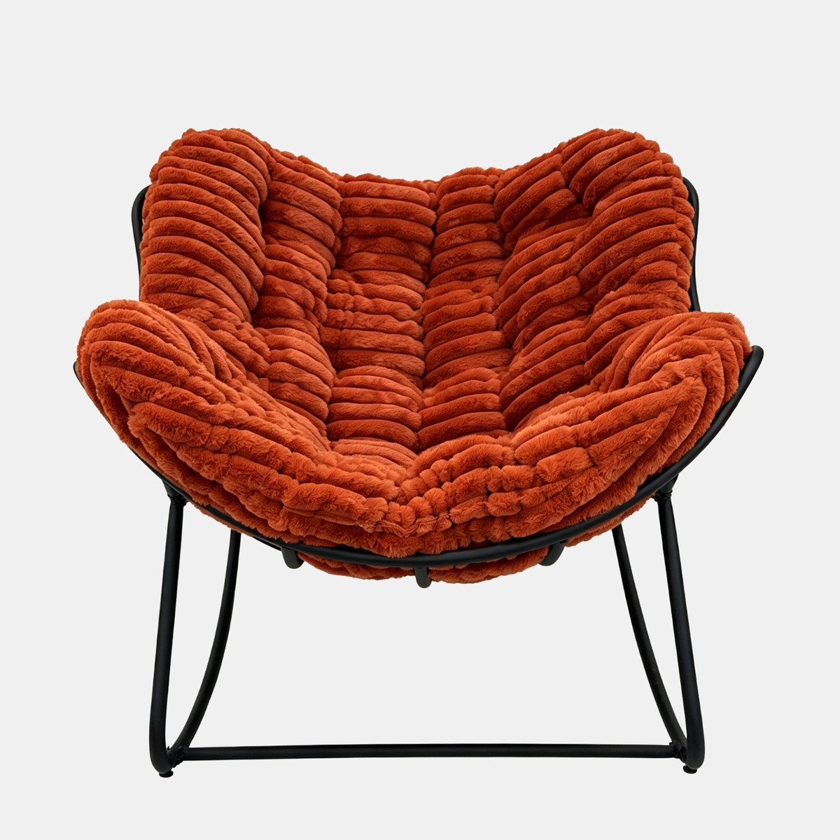 OHS Ribbed Faux Fur Rocking Chair - Rust>