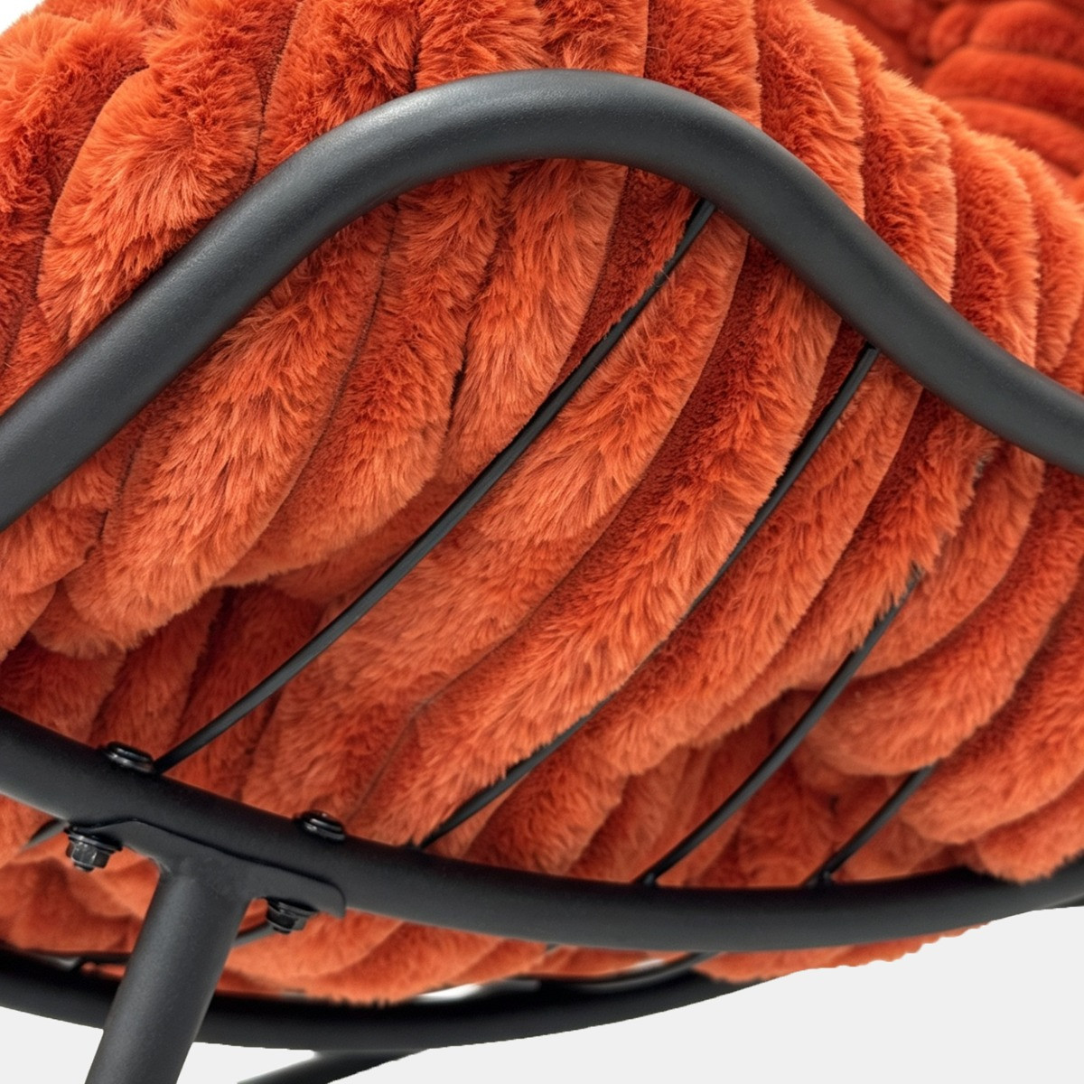 OHS Ribbed Faux Fur Rocking Chair - Rust>